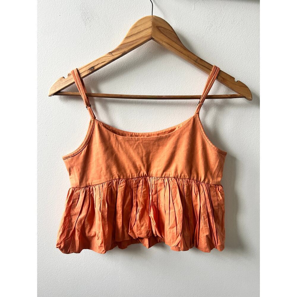 Anthropologie Maeve Ruffled Bubble cropped tank women's small - Picture 2 of 5